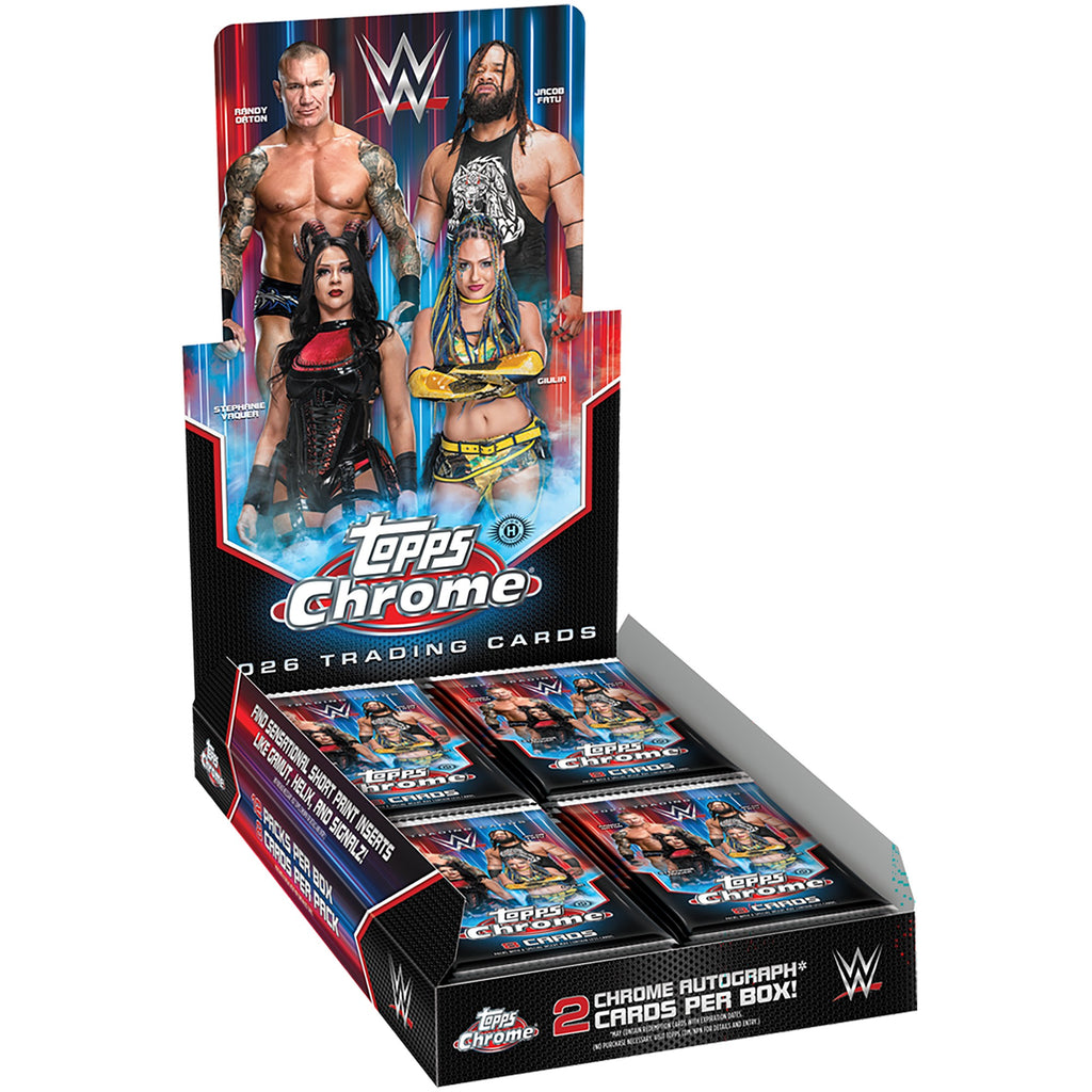 Topps Chrome WWE 2026 Trading Cards Hobby Box with 2 Autographs
